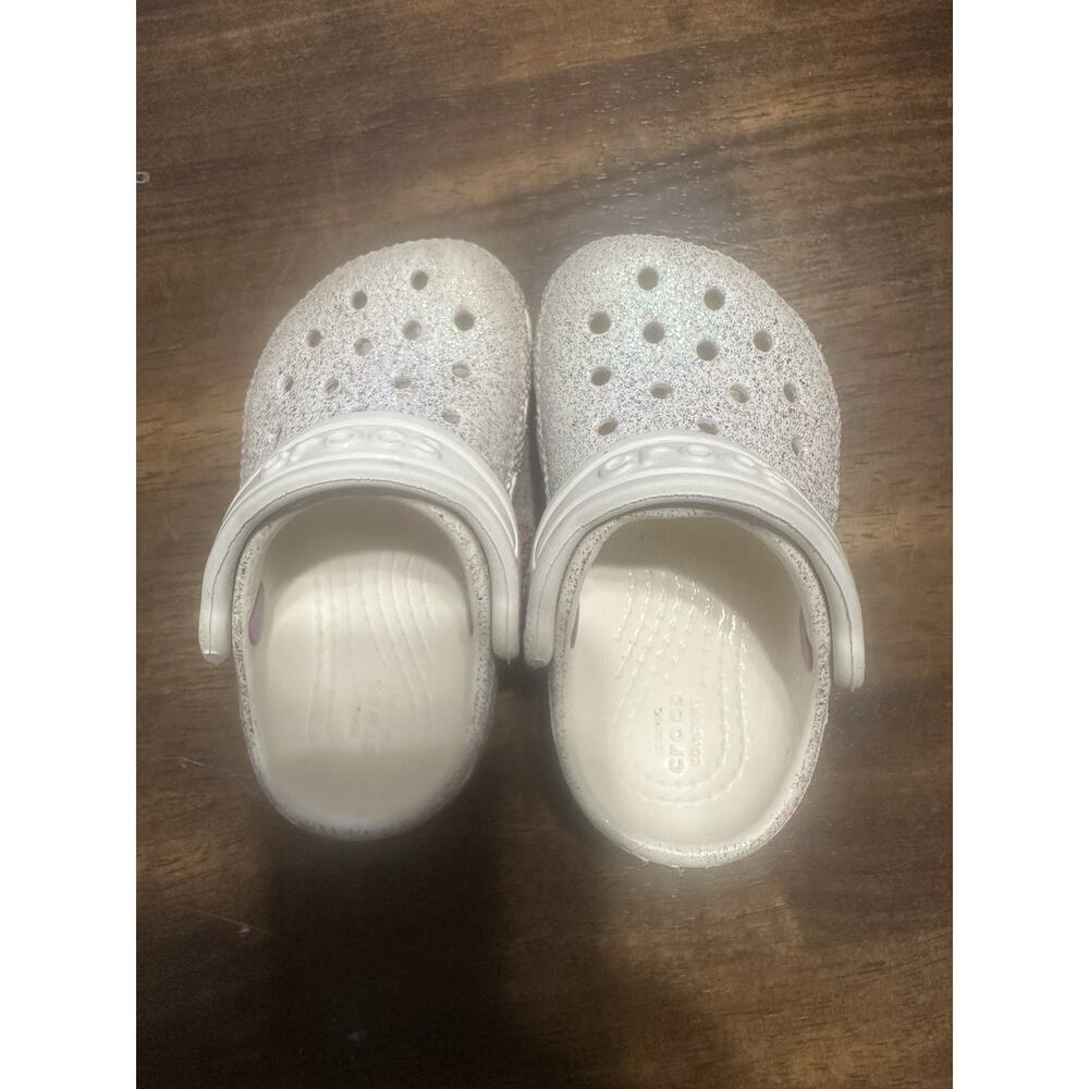 Crocs toddler clog sandals white shoe w/ glitter size C4 toddler breathable - Picture 2 of 7